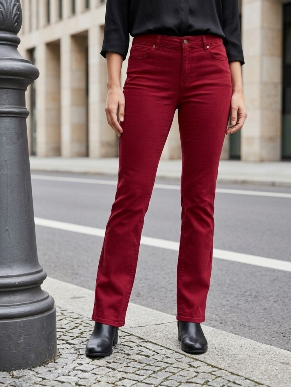 Bootcut Pants Women's Size 14 Burgundy Stretch Sateen Mid Rise Sonoma Jeans
